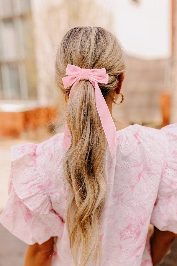 Crushing On You Velvet Bow Hair Clip in Pink Product Image