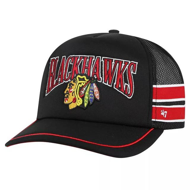 Mens 47 Chicago hawks Sideband Stripes Trucker Snapback Hat Product Image