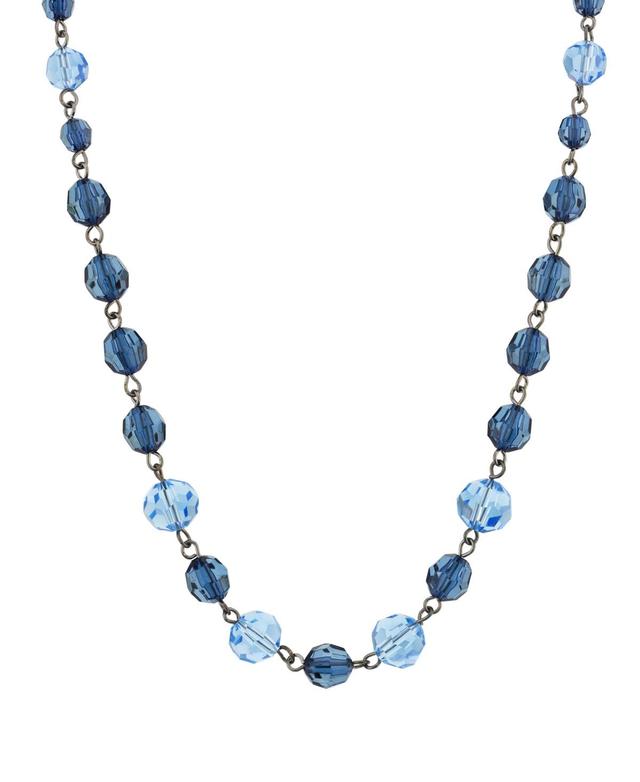 1928 Black & Blue Beaded Single Strand Necklace, Womens Product Image