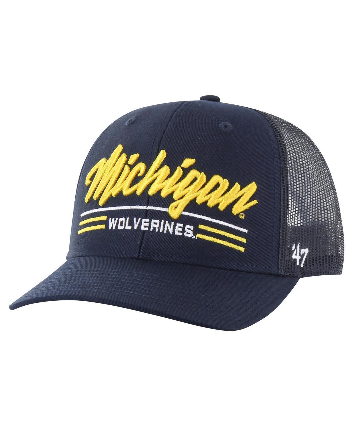 47 Brand Mens Navy Michigan Wolverines Garner Trucker Adjustable Hat Product Image