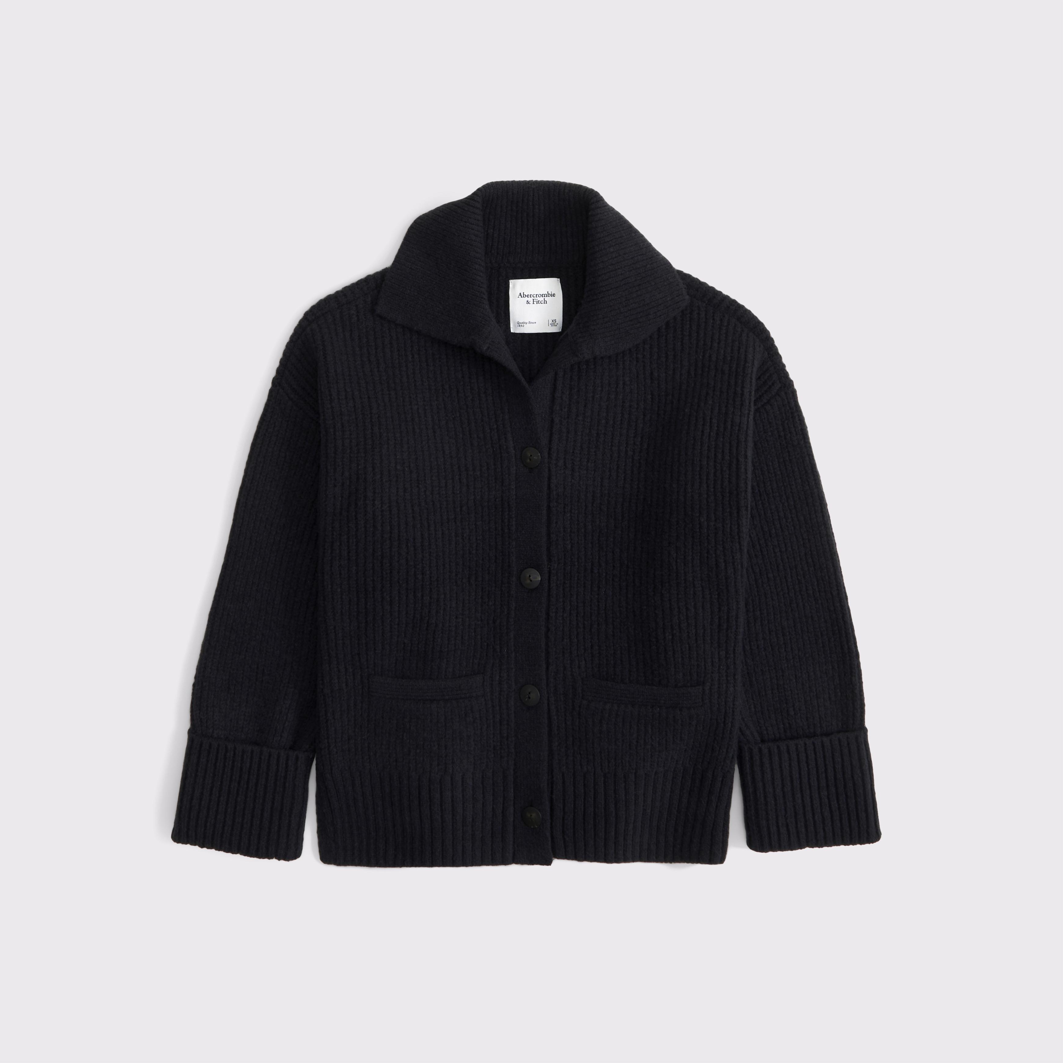 Ribbed Collared Cardigan Product Image