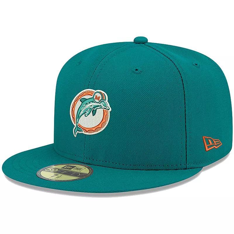 Mens New Era Aqua Miami Dolphins Omaha Throwback 59FIFTY Fitted Hat Turquoise A Product Image