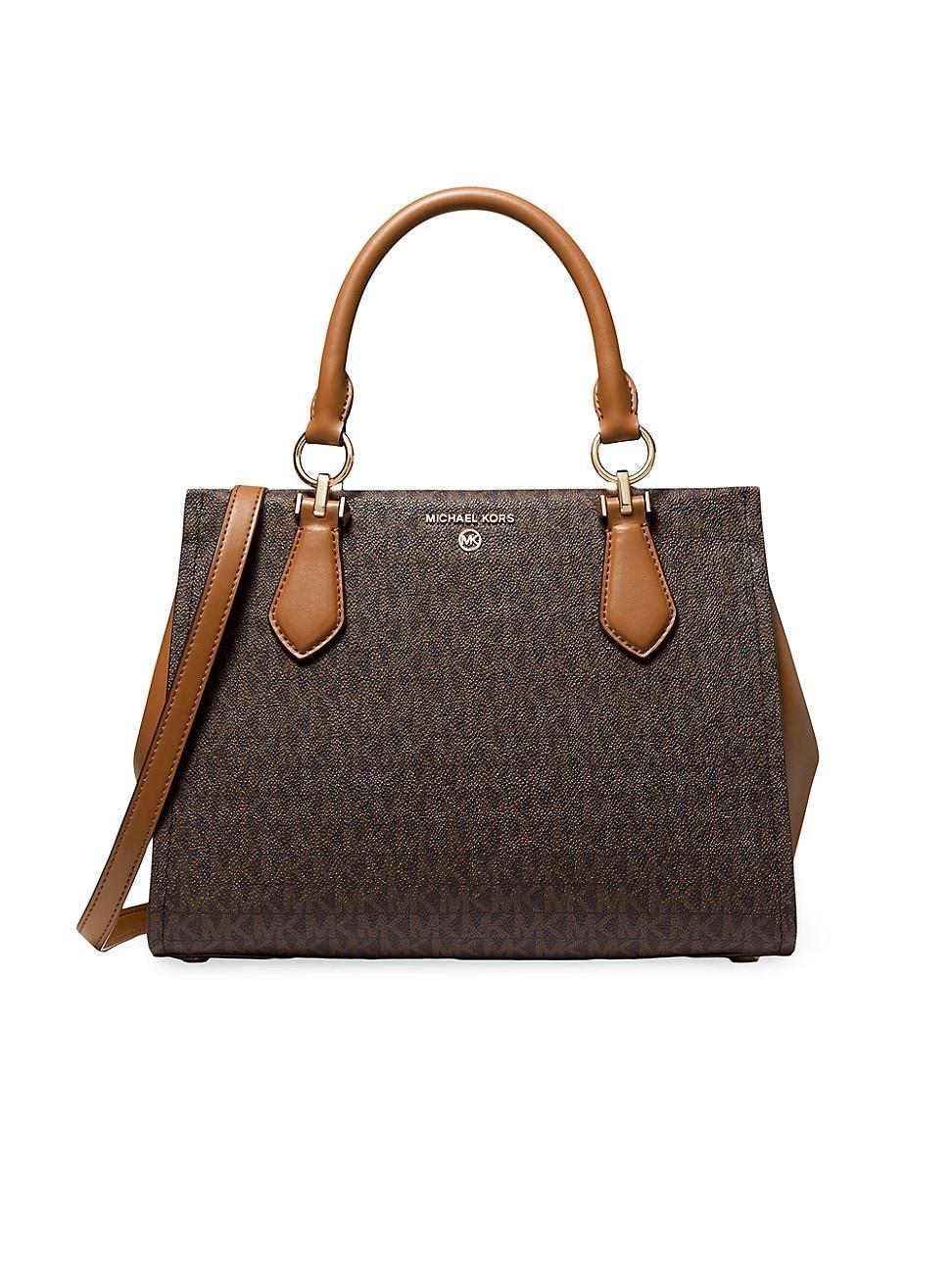 MICHAEL Michael Kors Marilyn Medium Satchel (Vanilla/Acorn) Handbags Product Image