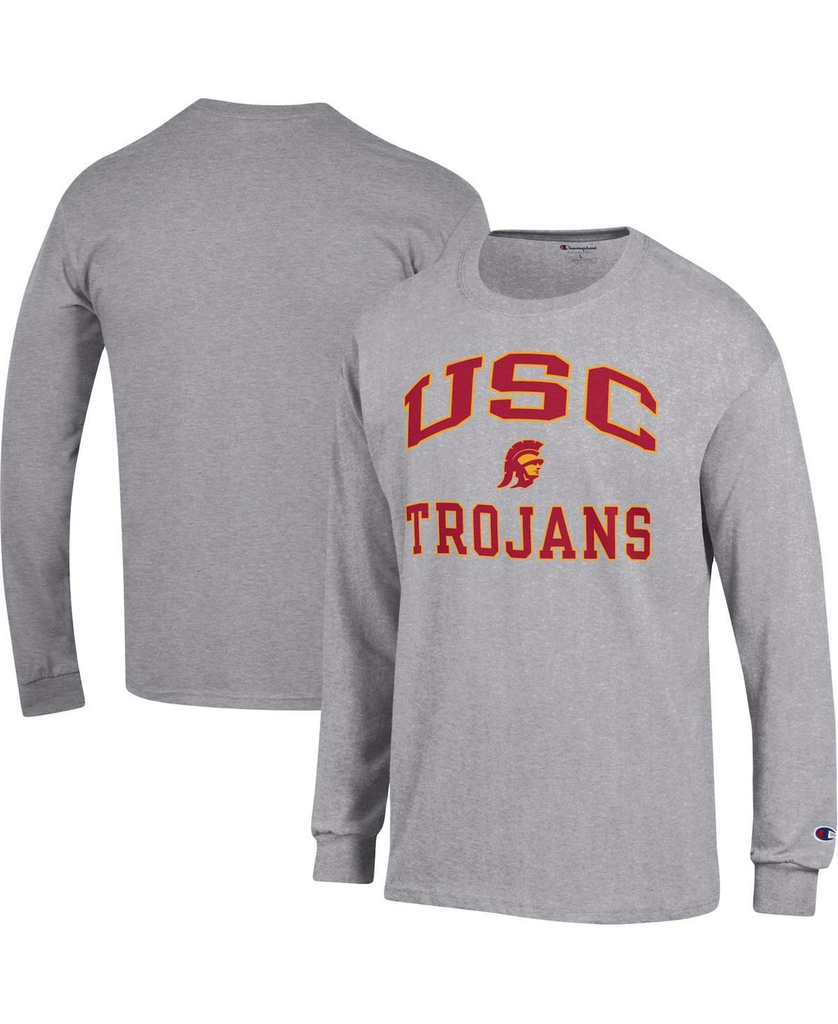 Mens Champion Heather Gray USC Trojans High Motor Long Sleeve T-Shirt Product Image