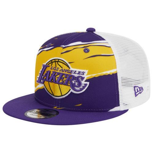 Mens New Era Purple Los Angeles Lakers Tear Trucker 9FIFTY Adjustable Hat - Purple Product Image