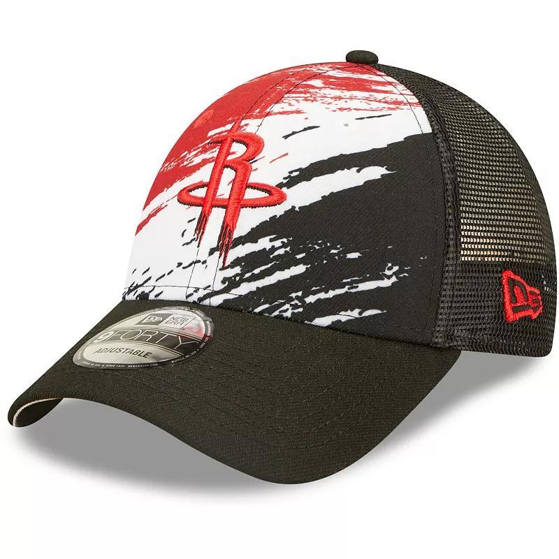 Mens New Era Houston Rockets Marble 9FORTY Trucker Snapback Hat Product Image