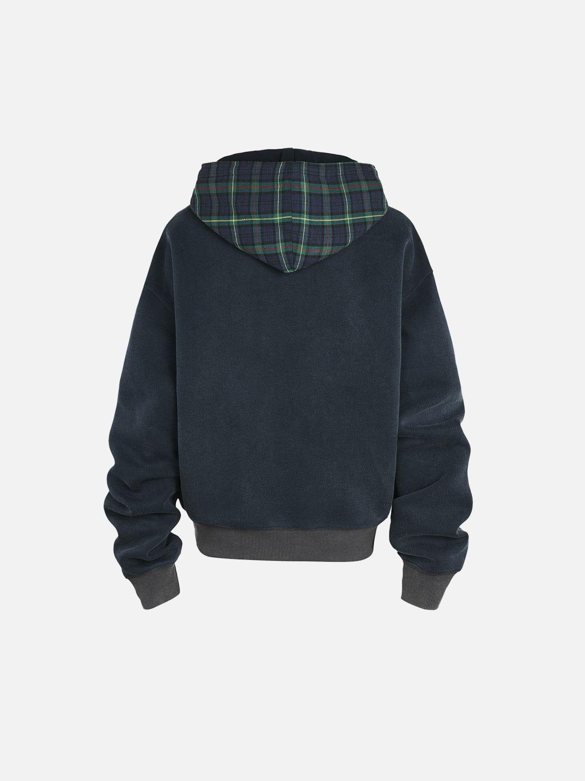 Aelfric Eden Basic Plaid Washed Zip Up Hoodie Product Image