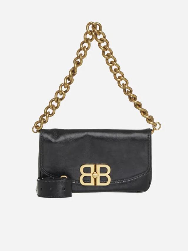 BALENCIAGA Flap Bb Soft Leather Small Bag In Black Product Image