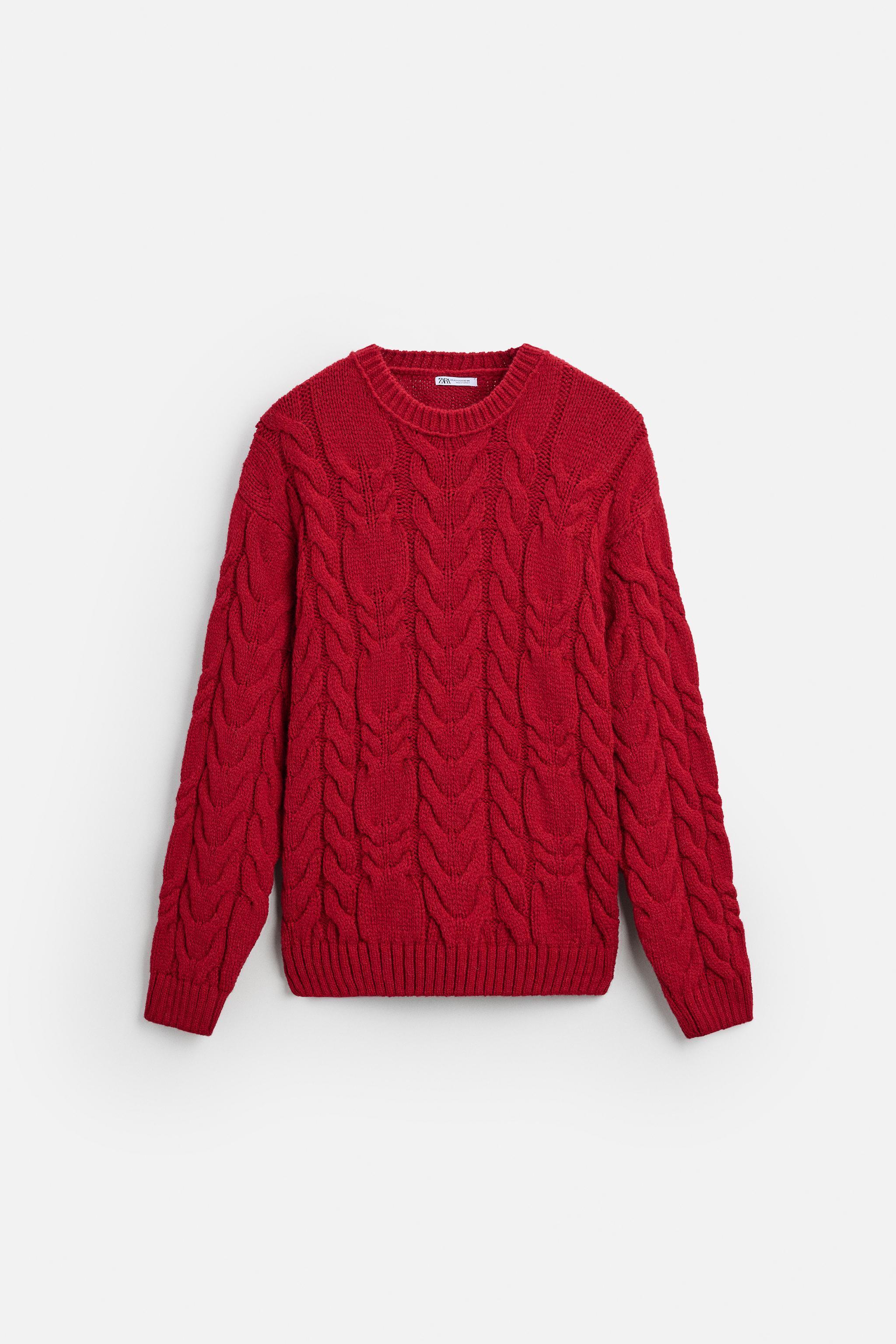 TEXTURED CABLE KNIT SWEATER Product Image