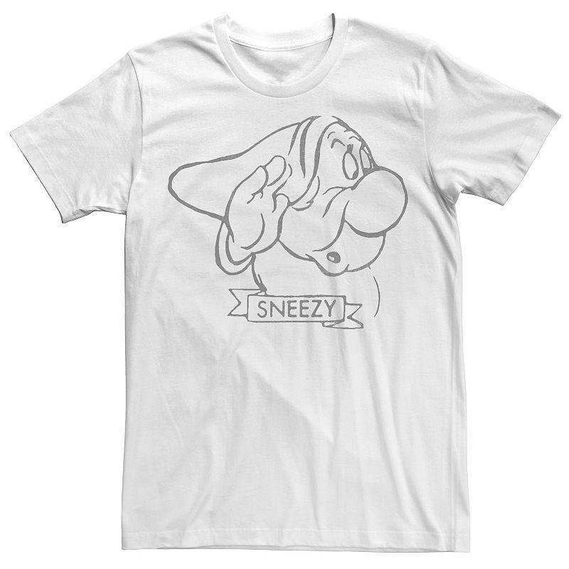 Big & Tall Disney Snow Sneezy Line Art Big Face Tee, Mens Product Image