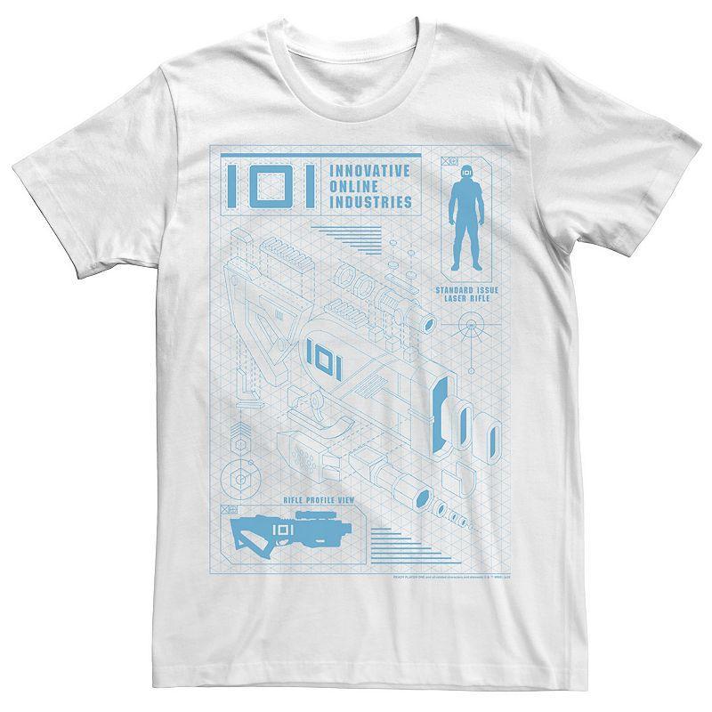 Mens Ready Player One IOI Gun Schematics Blue Hue Tee Product Image