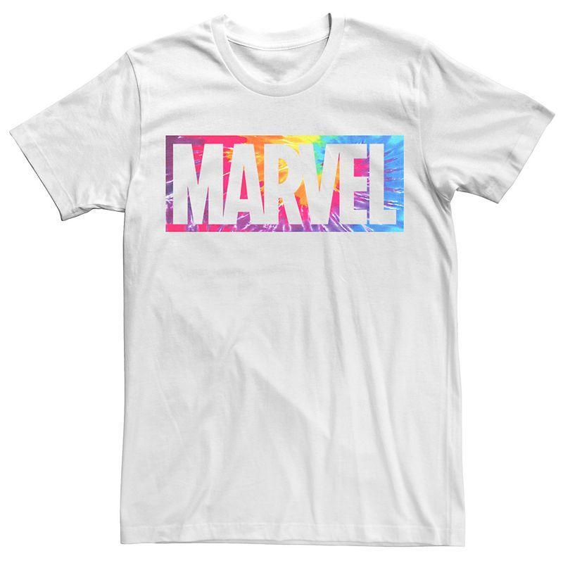 Mens Marvel Tie Dye Box Logo Typo Graphic Tee Product Image