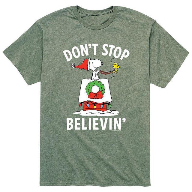 Mens Peanuts Believin Tee Grey Military Green Product Image