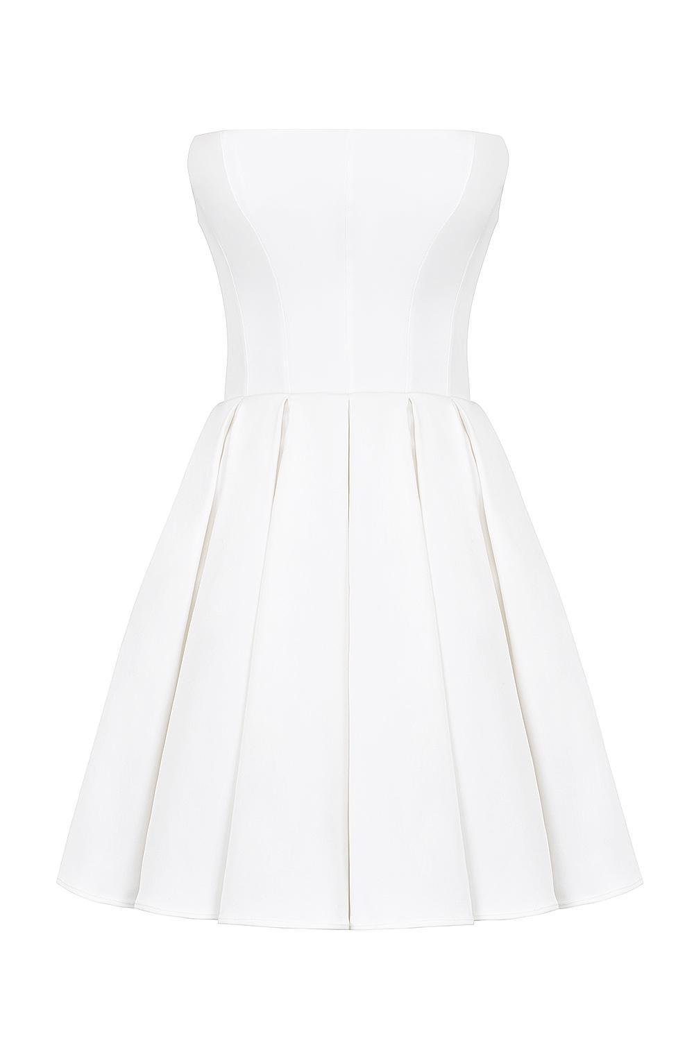 Emmanuela White Strapless Pleated Mini Dress Product Image