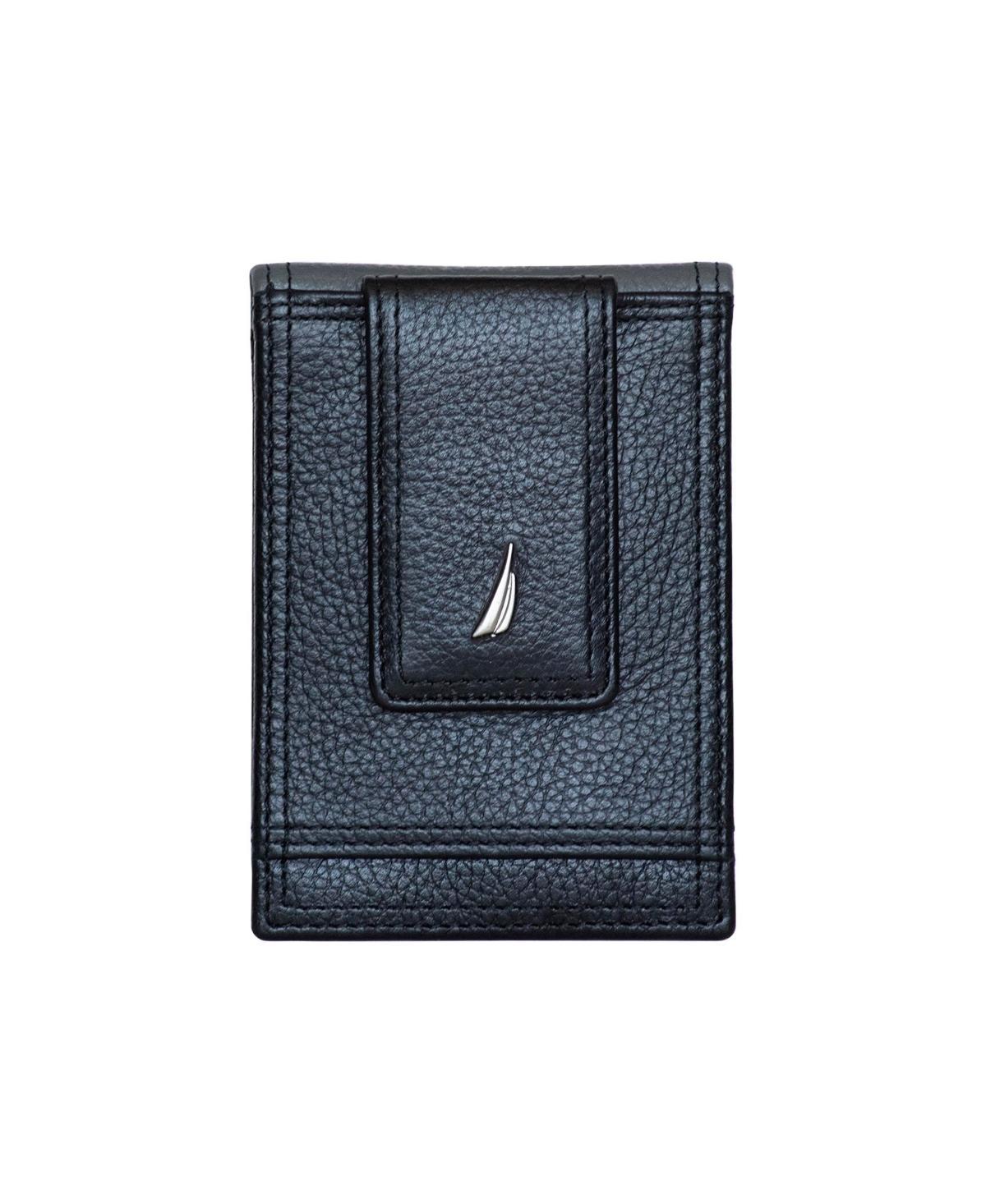 Nautica Mens Front Pocket Leather Wallet - Black Product Image