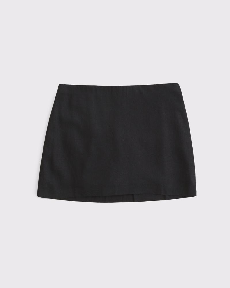 The A&F Scarlett Mid Rise Linen-Blend Mini Skort Product Image