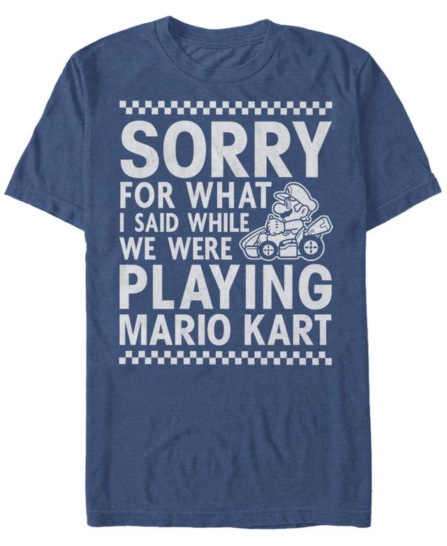 Mens Nintendo Mario Kart Sorry For What I Said Tee Blue Product Image