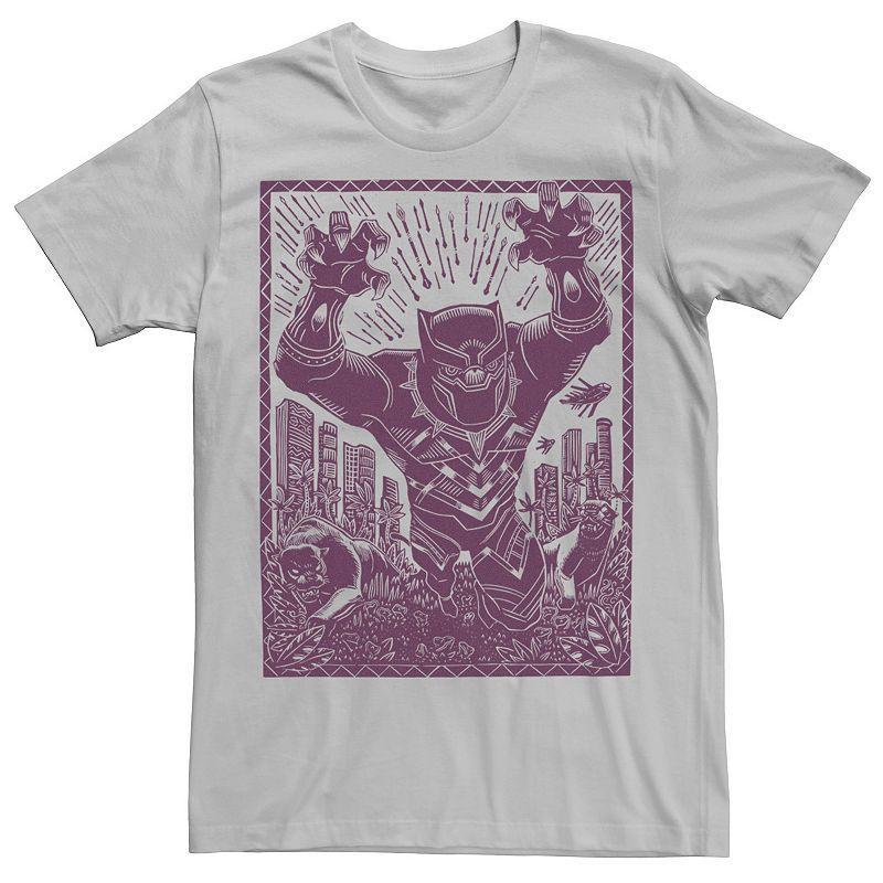 Mens Marvel Black Panther Woodcut Purple Portrait Tee Product Image