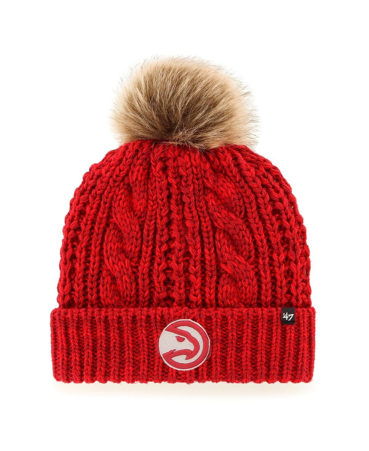 Womens 47 Brand Red Atlanta Hawks Meeko Cuffed Knit Hat with Pom Product Image