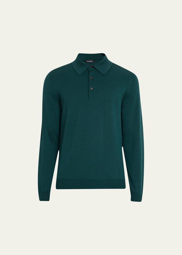 Mens Wool Knit Polo Shirt Product Image