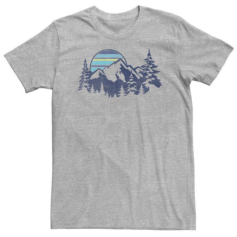 Big & Tall Mountain Range Striped Sun Tee, Mens Athletic Grey Product Image