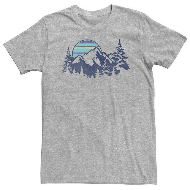 Big & Tall Mountain Range Striped Sun Tee, Mens Med Grey Product Image