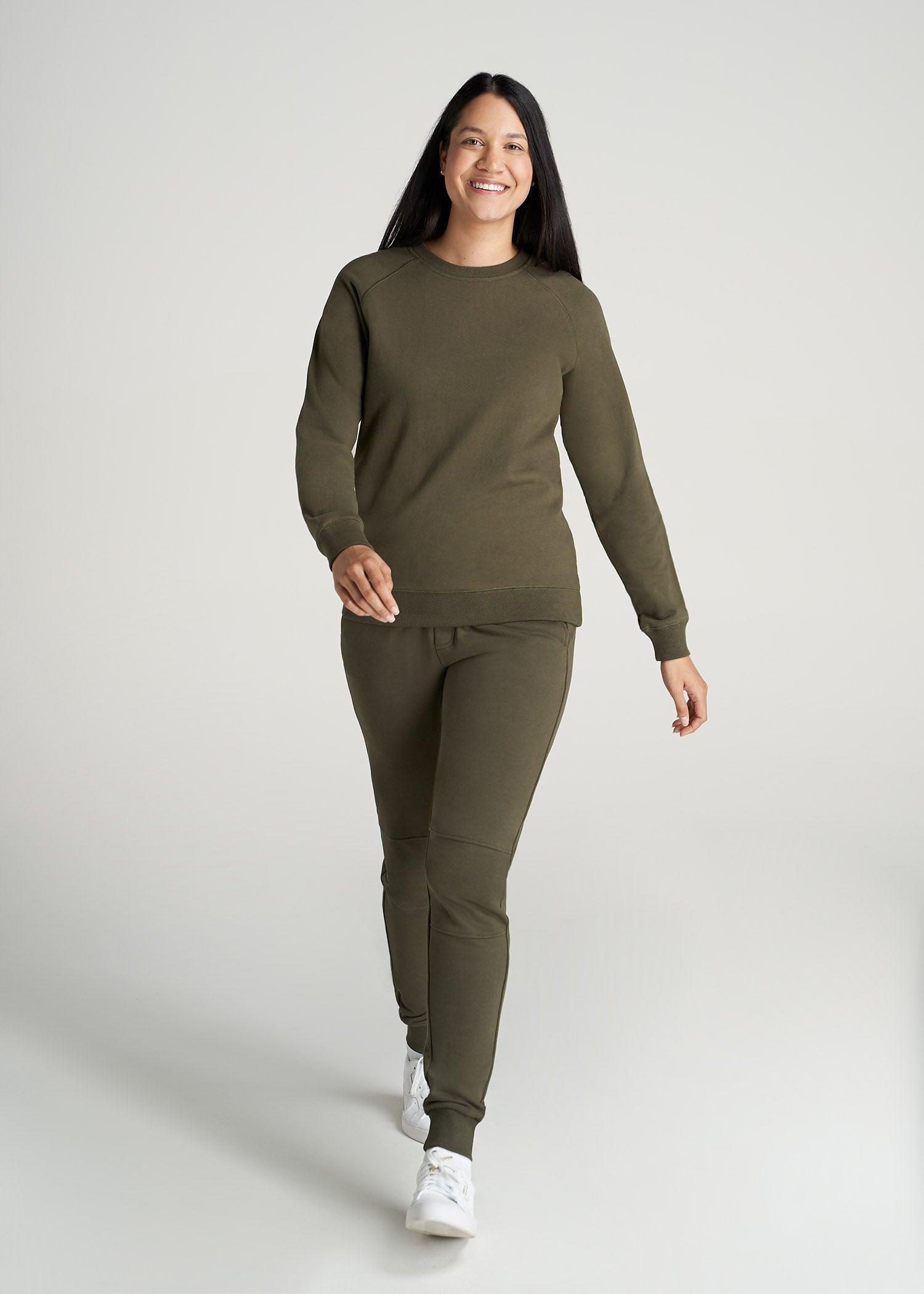 Wearever French Terry Women's Tall Crewneck Sweatshirt in Fern Green Product Image