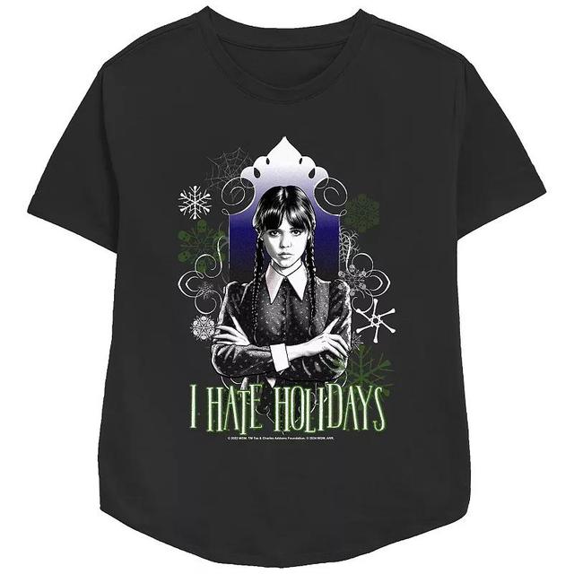 Womens Wednesday I Hate Holidays Relaxed Fit Graphic Tee Product Image