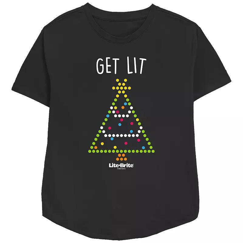 Womens Lite-Brite Get Lit Christmas Tree Relaxed Fit Graphic Tee Product Image