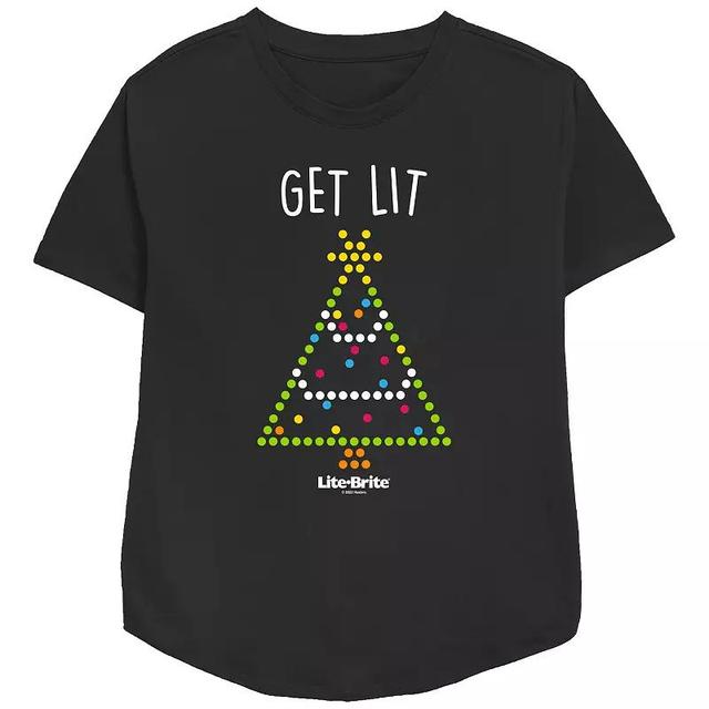 Womens Lite-Brite Get Lit Christmas Tree Relaxed Fit Graphic Tee Product Image