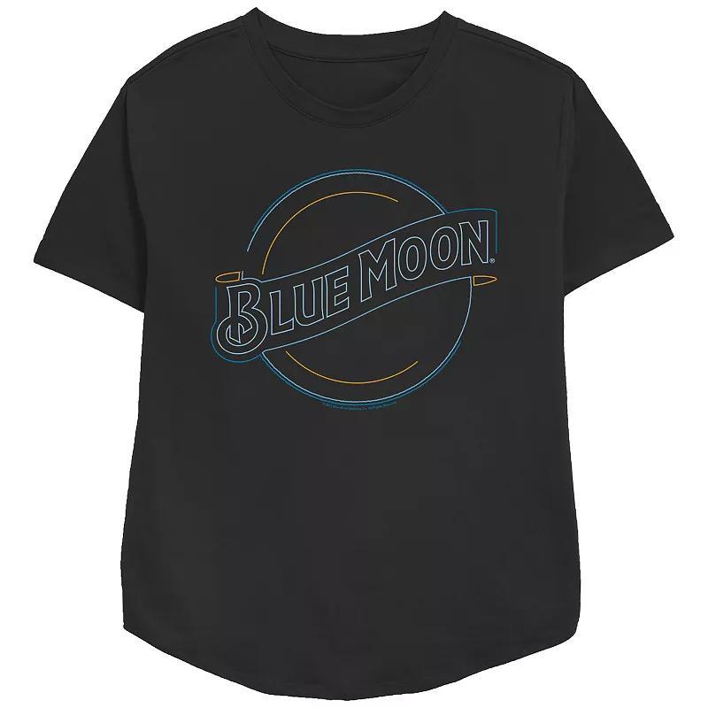 Womens Blue Moon Neon Lights Sign Relaxed Fit Graphic Tee Product Image