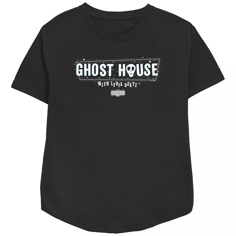 Womens Beetlejuice 2 Ghost House With Lydia Deetz Marquee Sign Relaxed Fit Graphic Tee Product Image