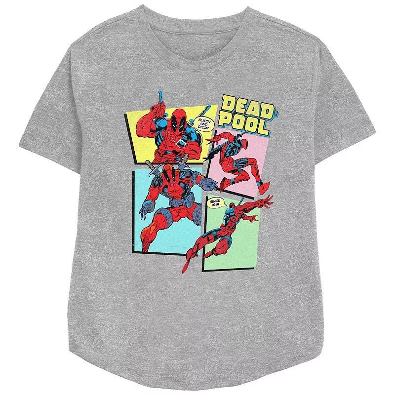 Womens Marvel Deadpool Comic Panels Graphic Tee Grey Gray Product Image