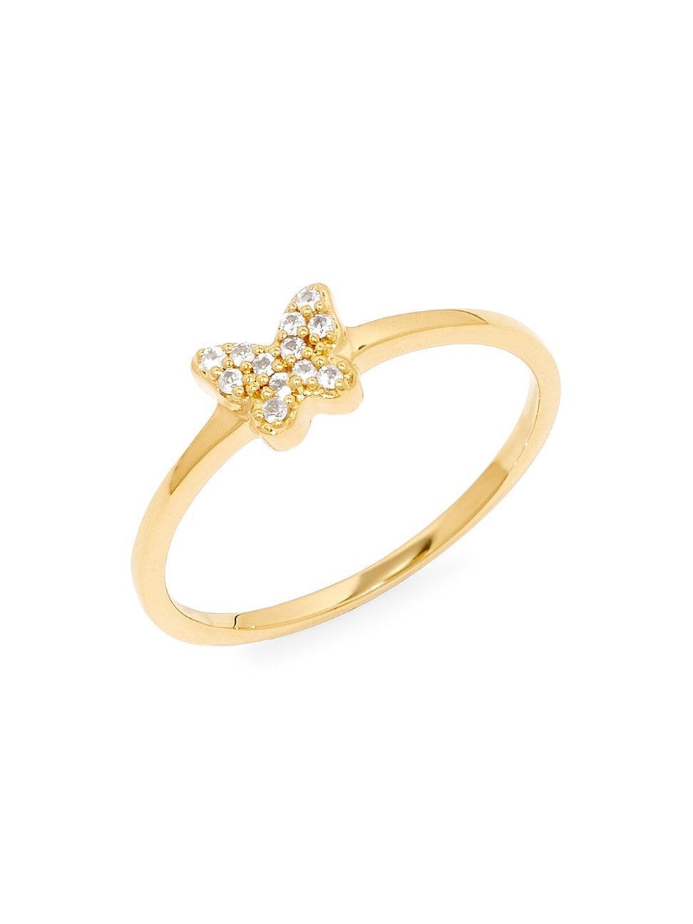 Womens Adeline 14K Gold-Vermeil & White Topaz Butterfly Ring Product Image