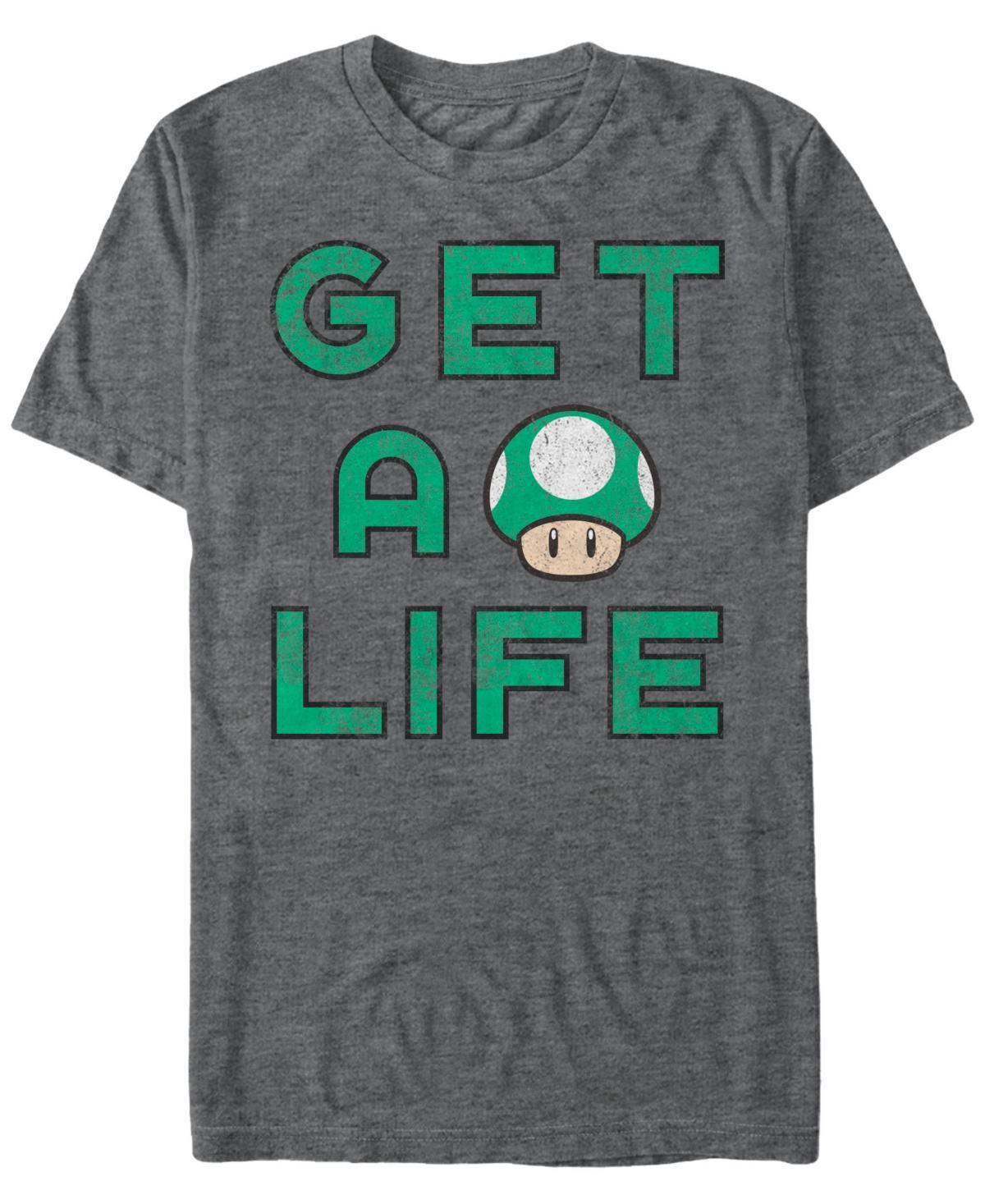 Mens Super Mario Bros Get A Life Tee Grey Heather Product Image