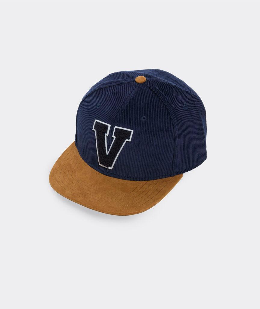 Corduroy & Suede Flat Brim V Patch Hat Product Image