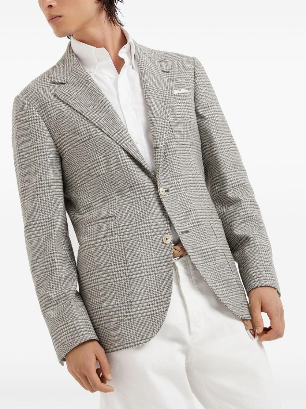 Single-breasted Checked Blazer In Green Product Image