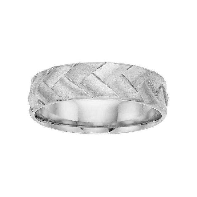 Mens Sterling Silver Braided Wedding Band Grey Product Image