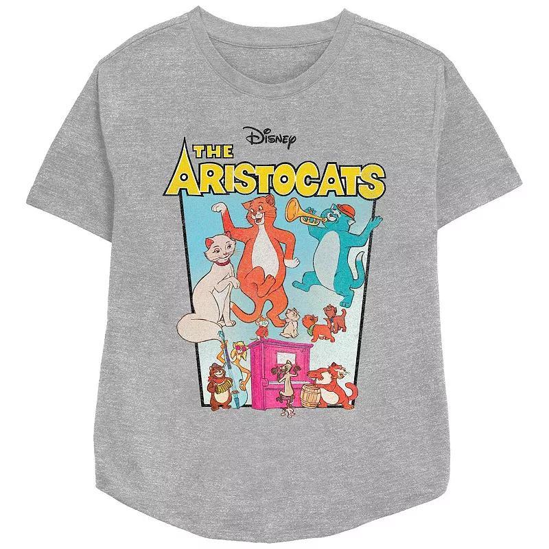 Disneys The Aristocats Womens Vintage Movie Poster Graphic Tee Grey Gray Product Image