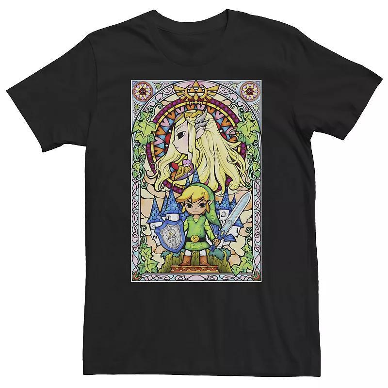 Big & Tall Nintendo Zelda Link & The Princess Stained Glass Tee, Mens Product Image