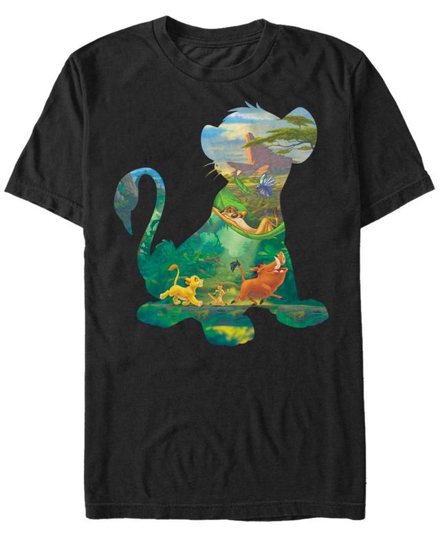 Mens Disney The Lion King Simba Silhouette Fill Group Shot Tee Black Product Image