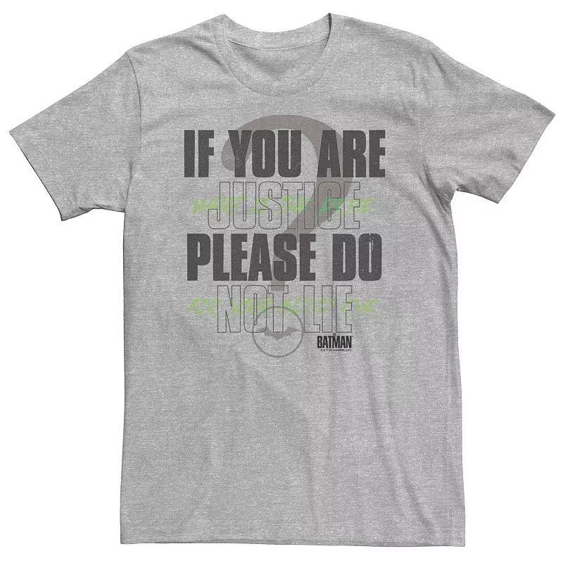 Big & Tall DC Batman If You Are Justice Please Do Not Lie Tee, Mens Athletic Grey Product Image