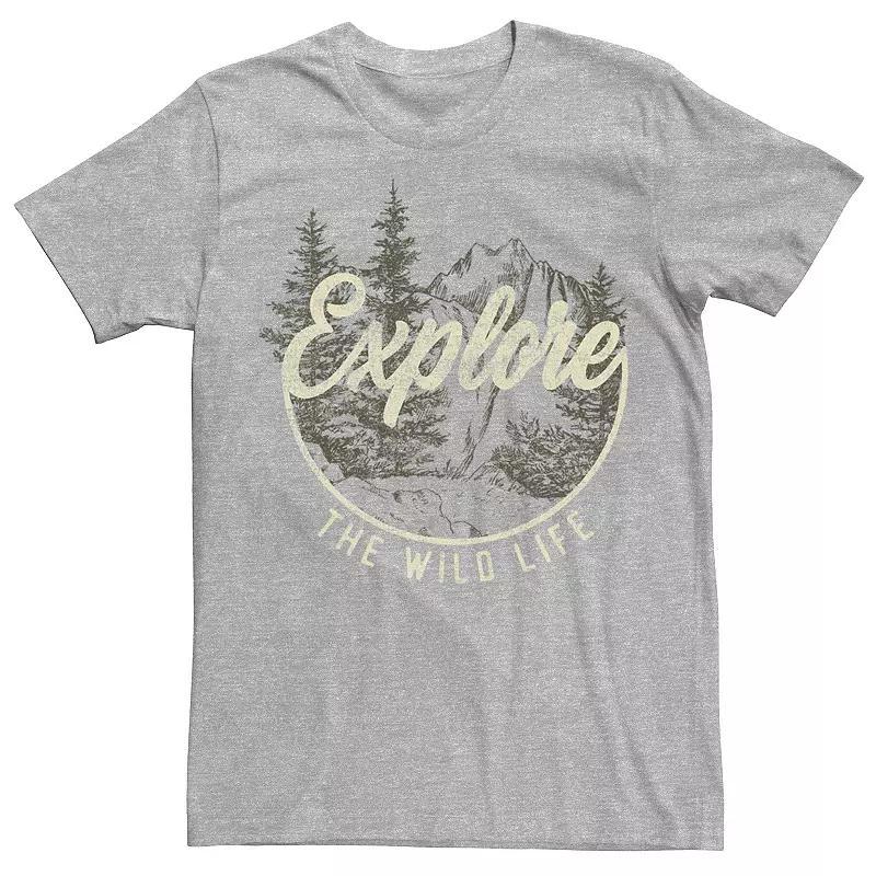 Mens Explore The Wild Life Mountain Scene Circle Tee, Boys Grey Product Image