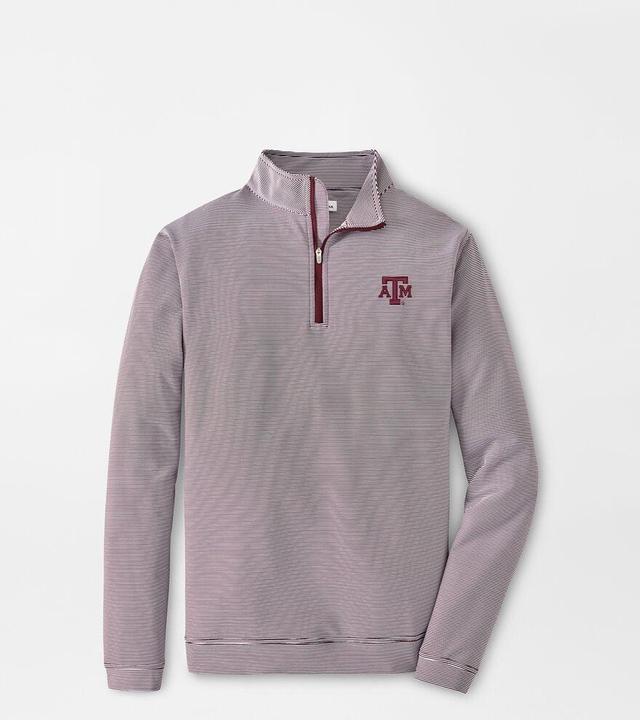 Peter Millar Mens Texas A&M Sugar Stripe Performance Quarter-Zip | Color: Maroon / White | Size: 3XL Product Image