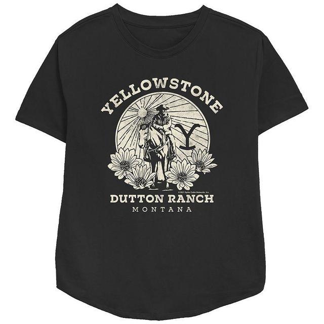 Womens Yellowstone Dutton Ranch Montana Flowers Relaxed Fit Graphic Tee, Girls Product Image