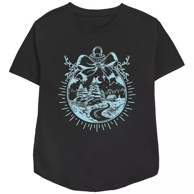 Womens Christmas Scene Ornament Relaxed Fit Graphic Tee Product Image