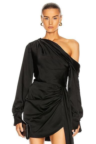 SIMKHAI Alice One Shoulder Top Black. (also in ). Product Image