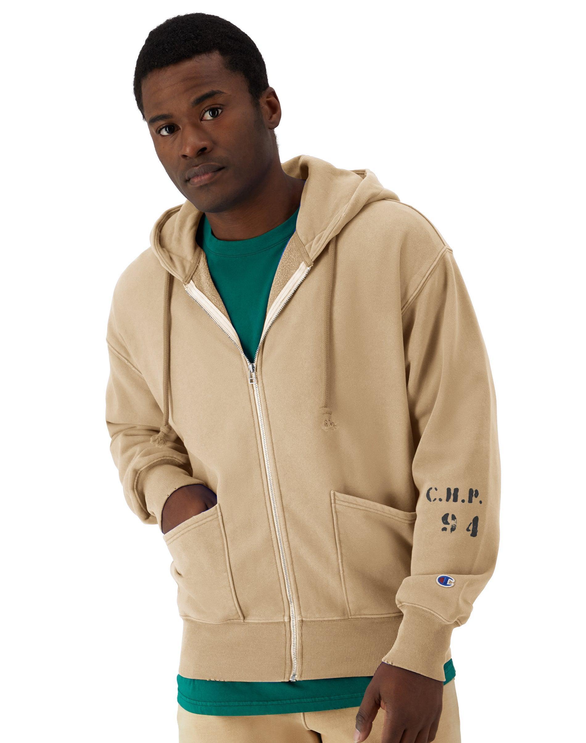 Mens Champion R-Chival Reverse Weave Full-Zip Hoodie, Ink Stamped Time Capsule Surf The Web XL Product Image