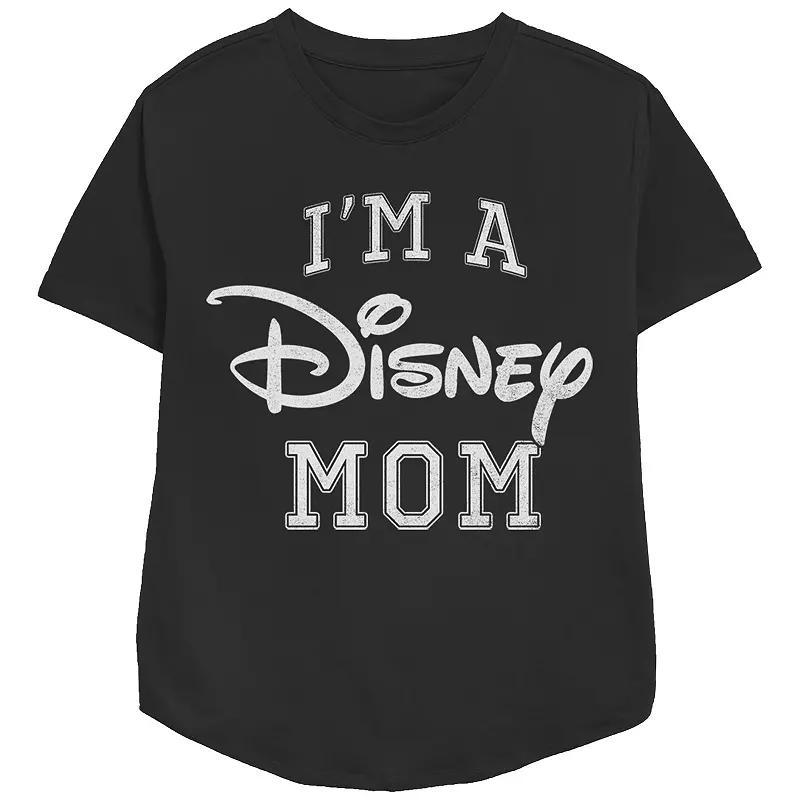 Disneys Im A Disney Mom Varsity Style Relaxed Fit Womens Graphic Tee Pink Product Image