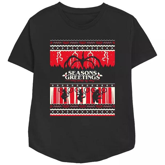 Womens Stranger Things Seasons Greeting From The Upside Down Relaxed Fit Graphic Tee Product Image